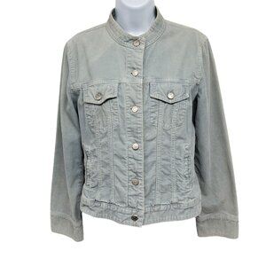 Vintage J. Crew Corduroy Denim Jacket Shacket Coat Light Blue Medium 100% Cotton